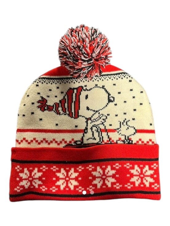 Peanuts Accessories - Peanuts Snoopy Holiday Pom Beanie NWOT Christmas Snowflake